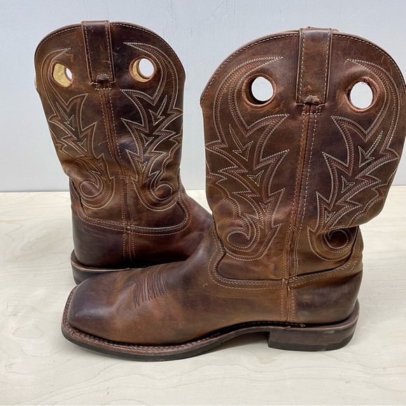 (SOLD) Rocky Boots 12” Western Brown Slip On Square Toe 13W - Picture 6 of 12